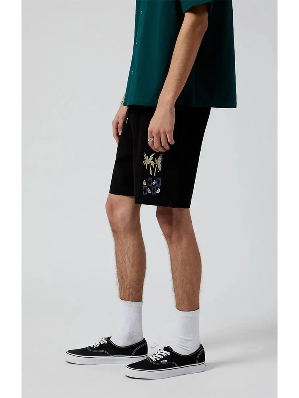 (C119) PacSun Reed Printed Volley Shorts Small Black Print Drawstring Beach